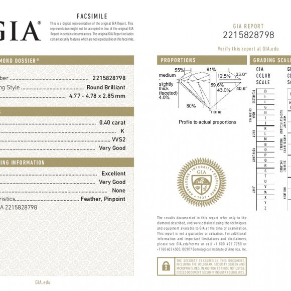 Diamond Ring 14K Gold (0.4 Ct K Vvs2 ) Gia C47100041 - Picture 5 of 6